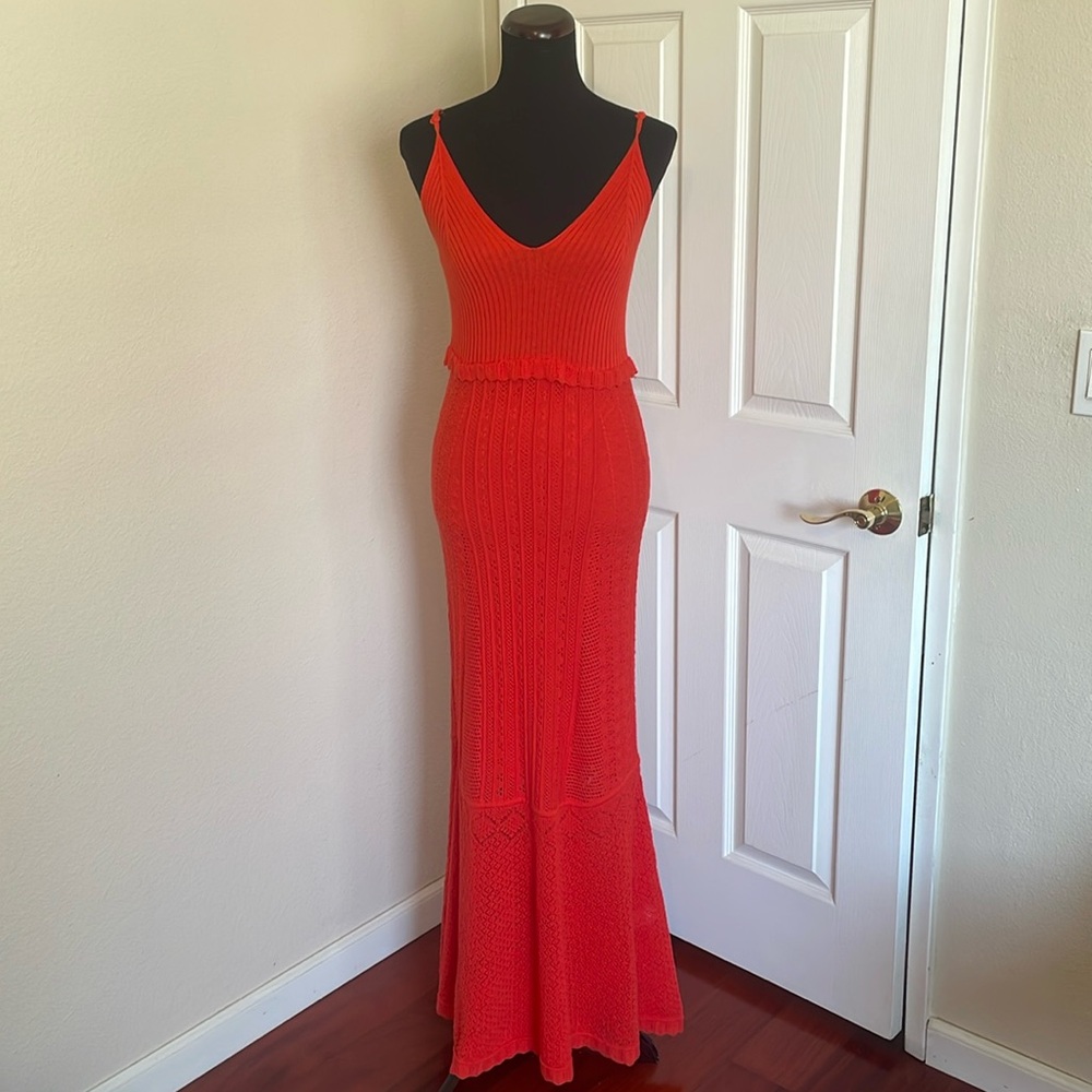 New House of Harlow 1960 x Revolve red crochet knit style dress
